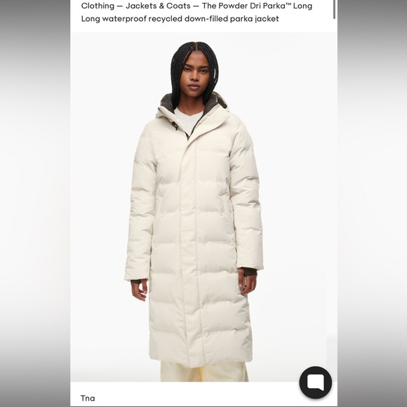 Aritzia TNA The dri parka long medium size in white - Picture 1 of 15